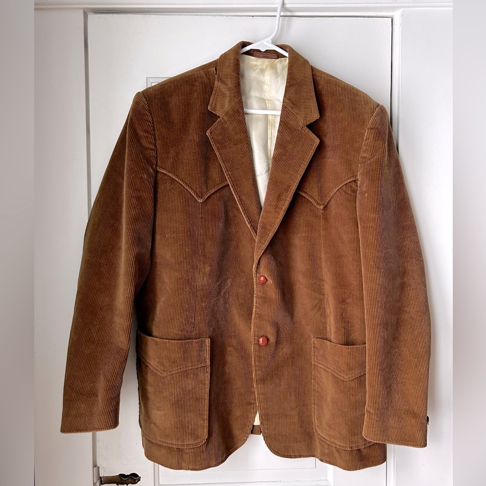 BRAD WHITNEY MENS MEDIUM BROWN CORDUROY WESTERN BLAZER JACKET ROCKABILLY